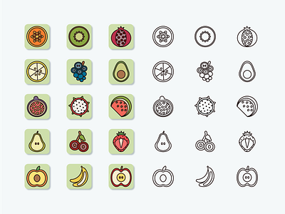 15 Fruit line icons for you!