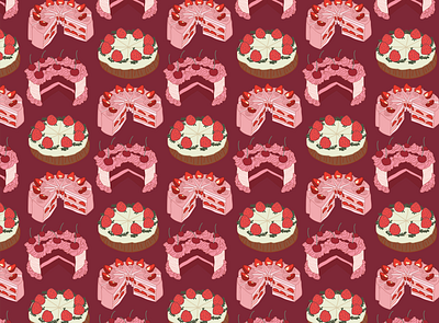 Berry Cake Pattern by Courtney Graben art cake cake drawings cakes digital art illustration pattern surface design