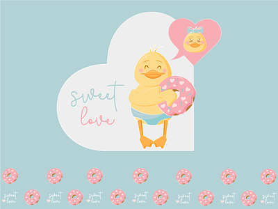 Sweet Love ♥ baby design cute design cute duck design design for valentines day graphic design happy valentine day illustration love cart love design valentine valentine box valentine card valentine gift