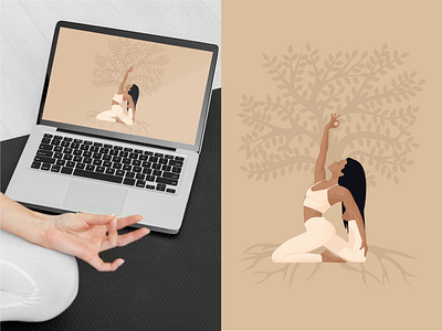 Unity with nature. Yoga poster baby design branding graphic design illustration logo yoga yoga girl yoga poster