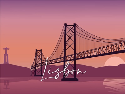 Silhouette of evening Lisbon 25 april baby design branding cute design design evening lisbon graphic design illustration lisboa lisbon lisbon bridge logo silhouette of evening lisbon