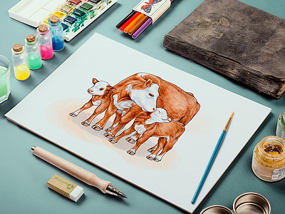 Hand drawn illustrations animals art brush hand drawn illustration web website