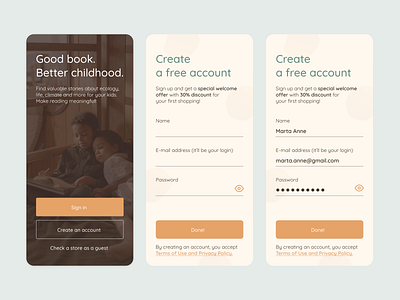 Sign Up app bookstore design mobile signup ui ux