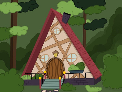 woods house design graphic design illustration дерево диджитал диджитал иллюстрация дом зелень лес