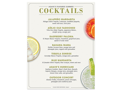 Agave's Summer Cocktail Menu alcbev design menu typography