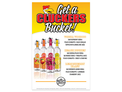 Cluckers / 360 Vodka Feature alcbev design typography