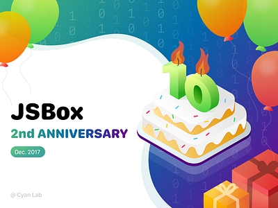 Happy birthday to JSBox branding illustration