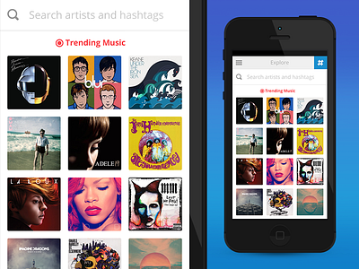 Nwplyng - Explore Music album art artist explore gamification grid hashtag iphone music nwplyng search view
