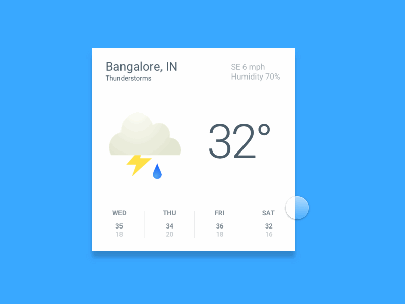 Material Design Weather Animation android animation app design framer framer100 framerjs gif interaction material weather