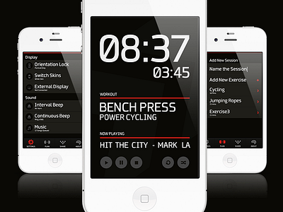 Black Skin All Screens - HIIT Pro app exercise hiit interface ipad iphone plans settings training user workout