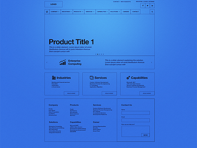 Home Page - Wireframe blueprint contact it products services solutions ux wireframe