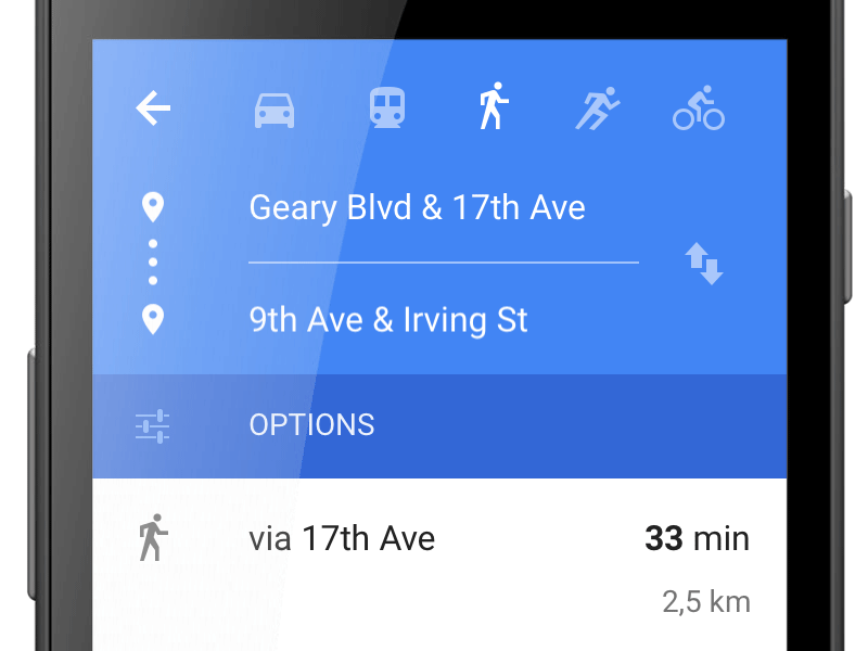 Google Maps with Running + Spotify animation google maps playlist spotify ui