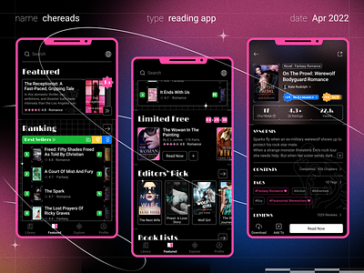 Reading App Design Concept app book fantasy mobile novel read reader romance ui