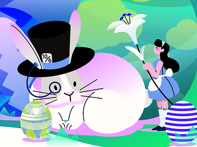 Happy Easter alice in wonderland bunny easter eggs graphic design illustration spring