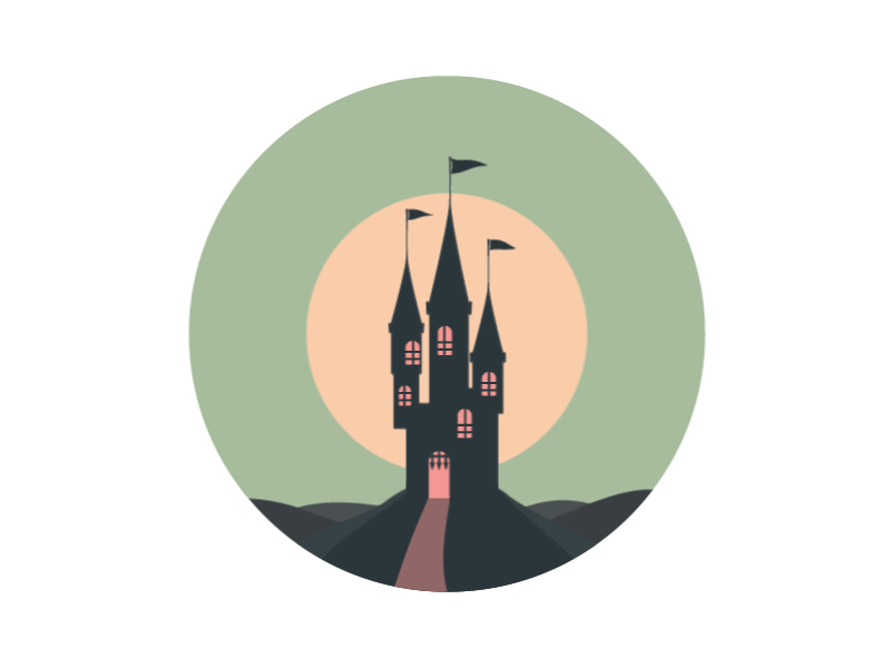 Spooky Castle animation castle icon illustration loop moon mountains night