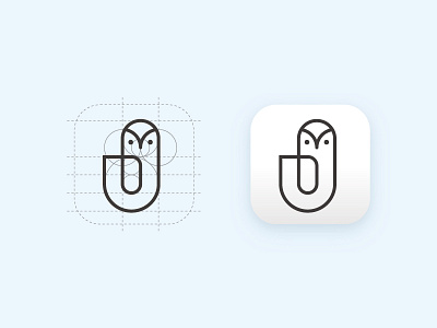 Owl iOS Icon bird icon ios line logo minimalistic owl paper clip wing