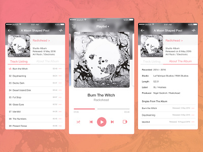 Music Player App album interface mobile player ui