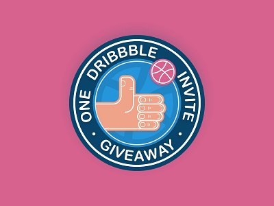 One Dribbble Invite Giveaway badge draft dribbble giveaway icon illustration invite thumb thumb up