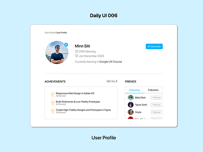 Daily UI 006 dailyui ui userprofile