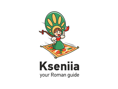 Roman guide branding carpet character girl guide illustration logo logotype pizza rome vector