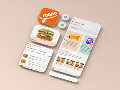 Foodu branding design food app foodu illustration mobile design mockup restaurant ui ux