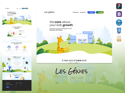 Les GENIES branding design illustration kids les les genius logo mockup school ui ux website