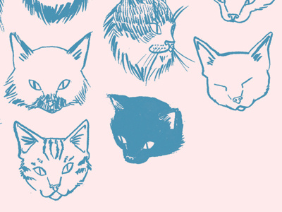 Gathered wallpaper - cats illustration ink