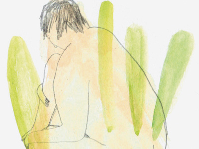 plant nude illustration pencil watercolour