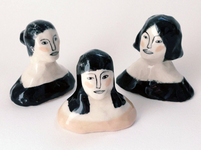 Girl faces ceramics clay illustration