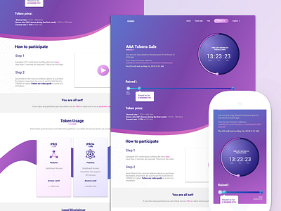 ICO token sale page design illustration ui ux