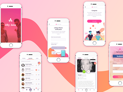 Allyjuice - Meet new friends app branding design identity illustration illustrator logo ui ux uxui vector web