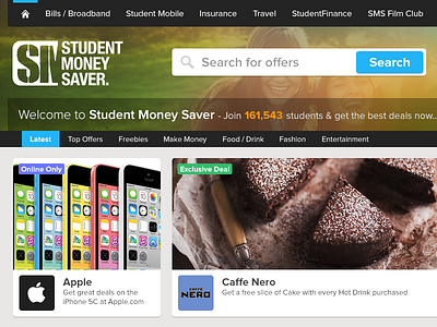 Student Money Saver - Homepage deals flat money pinterest search simple students tiles
