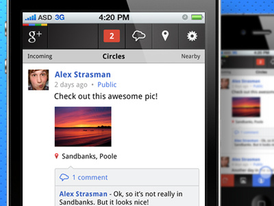 Google+ iPhone App - Stream screen