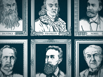 Wall Of Inventors illustrator people portrait vector