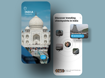 INDIA Checkpoint - Tourism App UI app checkpoint design figma graphic design india tourism nearby places tourism tourism app ui