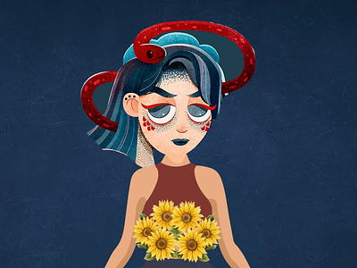 Sunflower Witch graphic design illustration vector