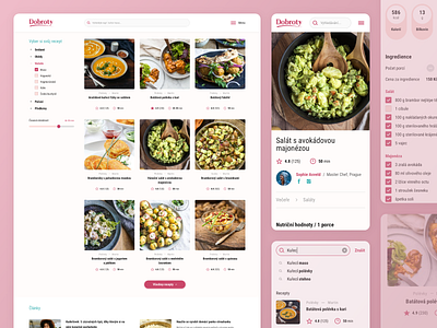 Design for website and app with food recipes