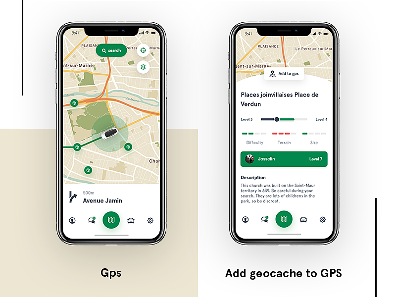 Geocaching App Redesign by Josselin Bodan on Dribbble