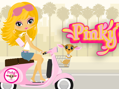 Pinky's Pet Sitting Services animal chic design dog girly illustration logo photoshop pink retro swoosh typography