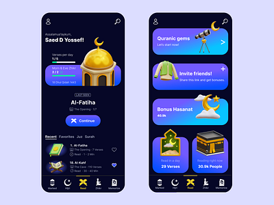 Main Section Preview for Quranly Mobile App Redesign app app redesign ios mobile mobile app product design ui ui design ux ux design visual design