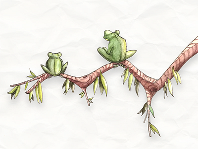Bored Frogs illustration watercolor