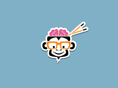 Monkeedoo Logo Concept brain chopsticks glasses illustrator logo monkeedoo monkey