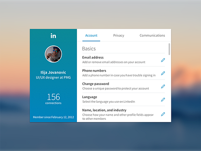 Settings app dailyui design linkedin settings sketch ui user experience user interface ux web