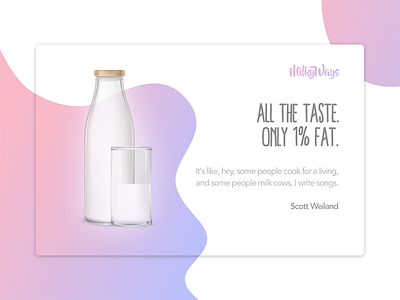 Milk Company Banner Example ads banner bottle design gradient milk pink purple sketch ui ux white