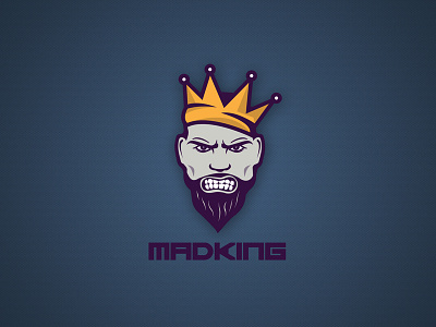 Mad King Custom Logo Design blue creative design flat illustration king logo logo design mad simple