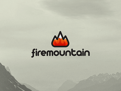 FireMountain creative design fire flat logo logo design mountain red simple