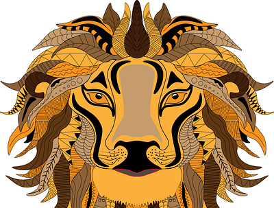 Mandala lion design illustration mandala pattern