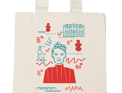 Bag with Marie Sklodowska-Curie art branding design dinksy drawing graphic handmade illustration illustrations marie sklodowska curie typography