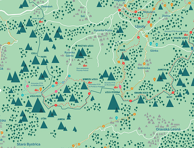 Map of Beskidy art beskidy design dinksy drawing graphic illustration illustrations map maps mountain mountains nature typography