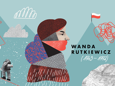 Scene from video explainer about Wanda Rutkiewicz art collage collage art design dinksy drawing explainer video girl power graphic illustration motion animation motion art motion graphic video explainer woman power